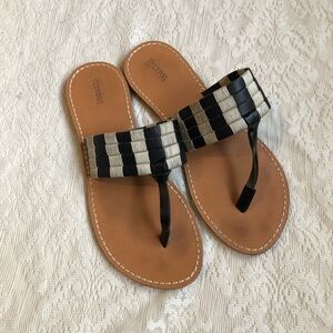 Soludos woven band leather thong sandals